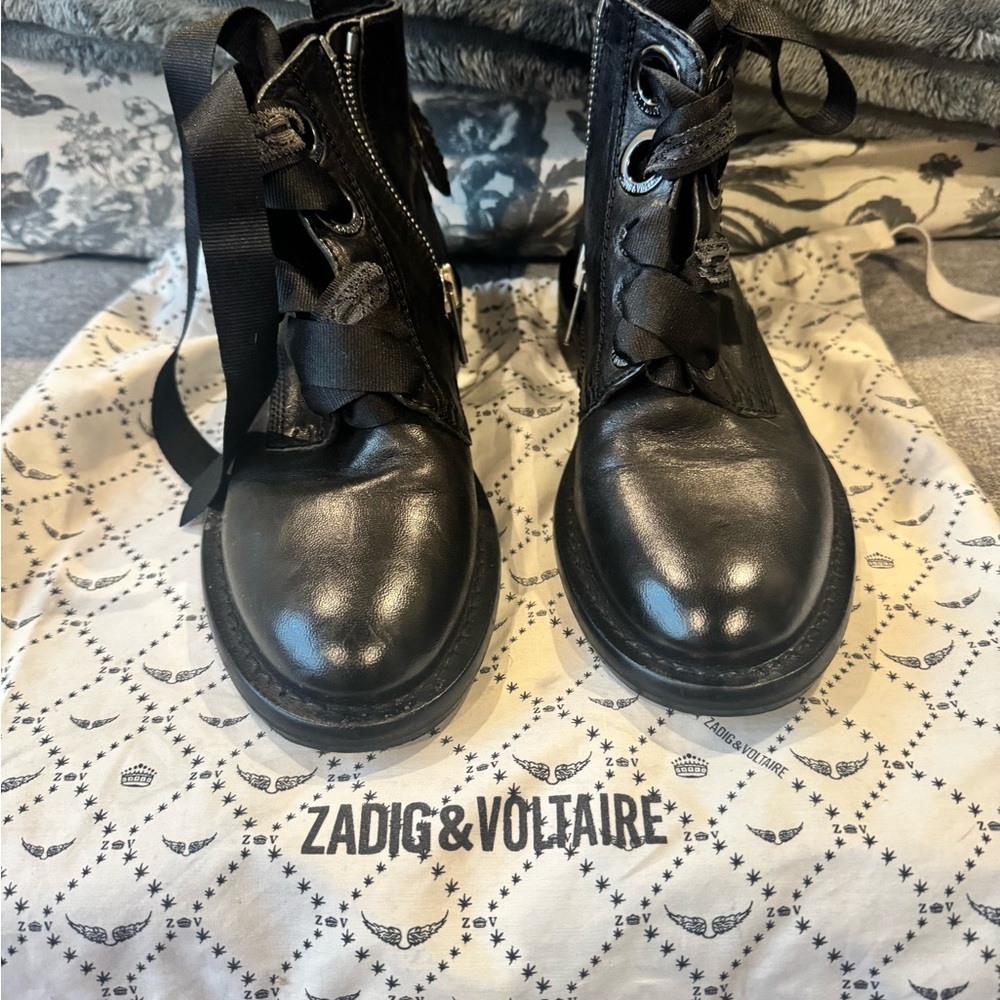 Zadig & Voltaire Black Lace-Up Boots